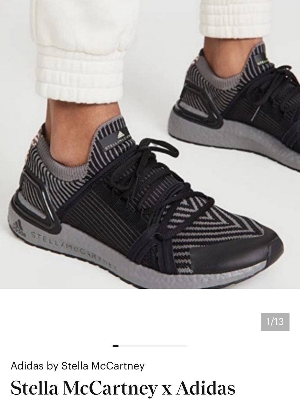 Adidas by Stella McCartney Black and Grey Knit Women’s Sneakers